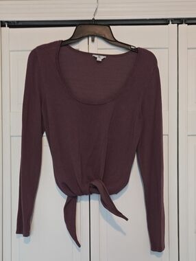 G by Guess Plum Long-Sleeve Tie-Front Top